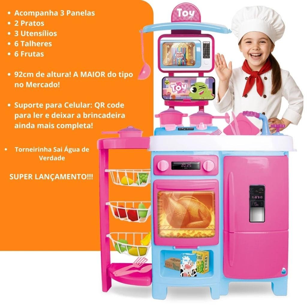 Mega Cozinha Infantil Completa 92cm C/ Acessórios Geladeira Forno Fruteira
