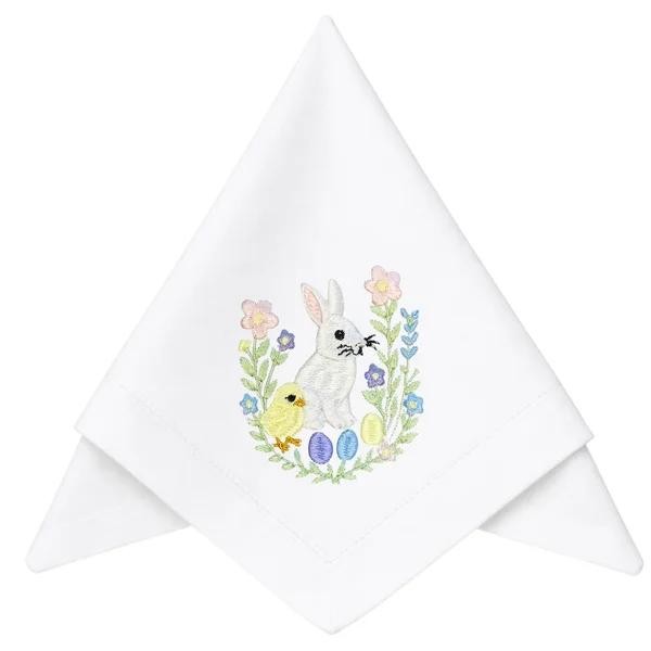 Guardanapo Linho Branco Bordado Laurem Flower