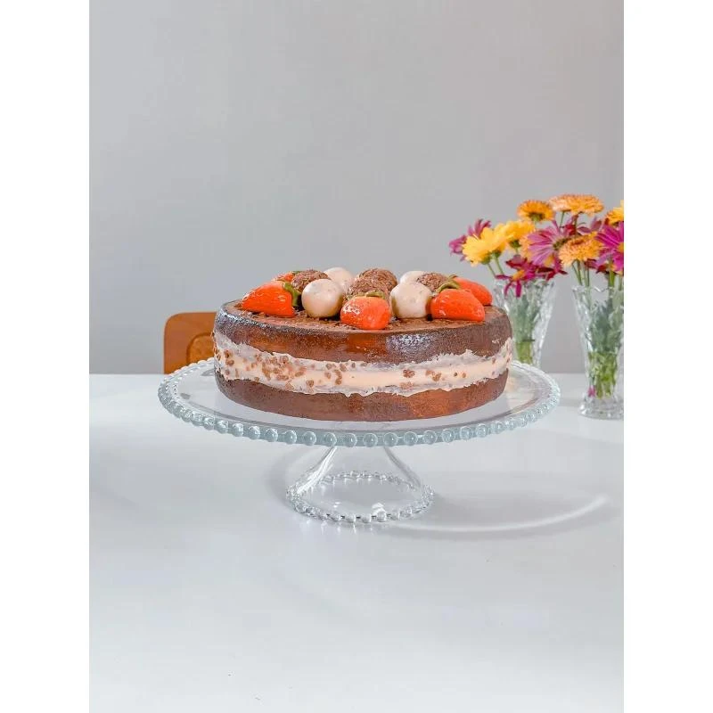 Prato Cristal p/ Bolo com Pé Pearl 31 x 11 cm Wolff Transparente