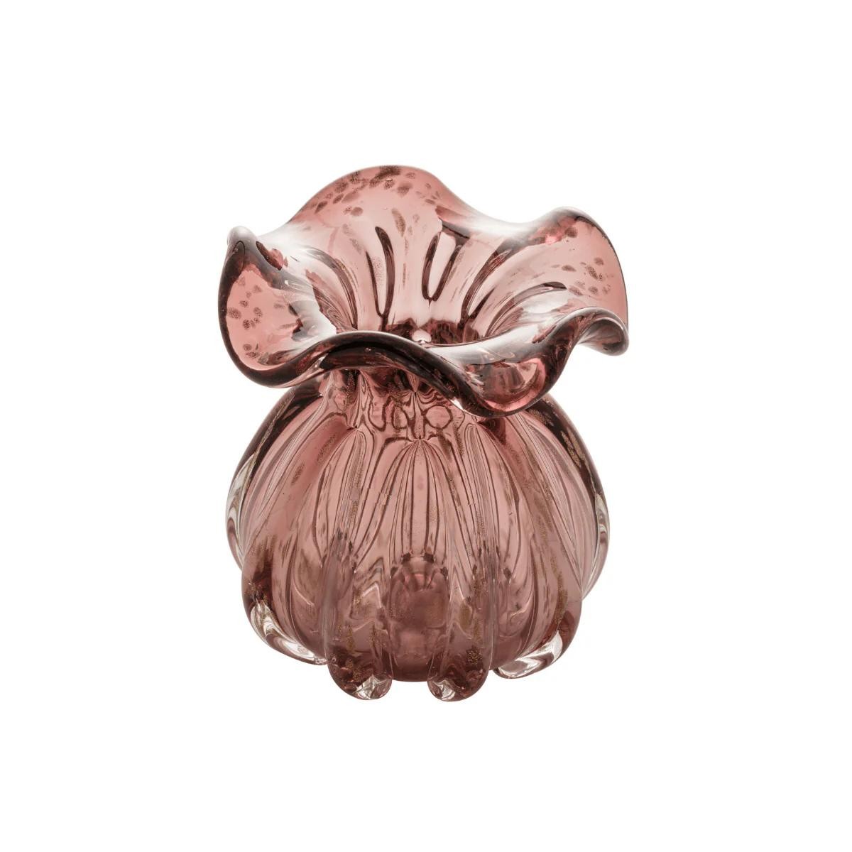 Vaso Murano Trouxinha de Vidro Italy Púrpura e Rose - 13 cm
