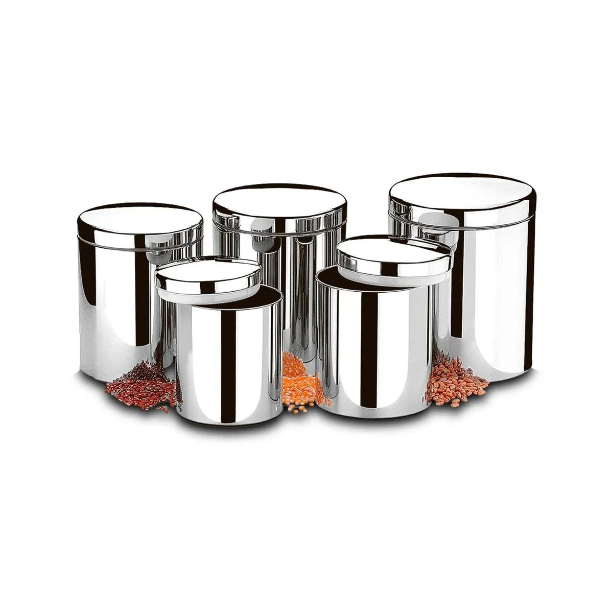 Conjunto de Potes para Mantimentos com Tampa Brinox Suprema 5 Peças Aço Inox