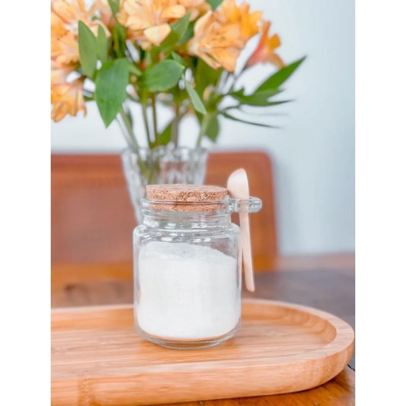 Pote Vidro com Colher e e tampa Rolha 240 ml Transparente