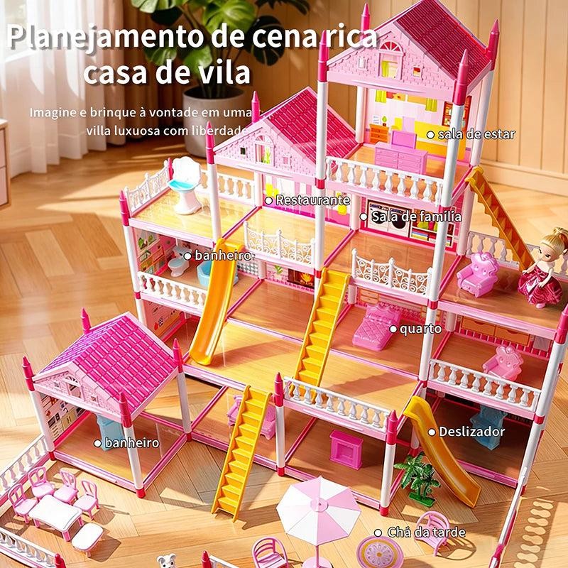 Casinha de Boneca com 14 Quartos - Inclui Corda de Luzes | Brinquedo para Crianças Presente De Aniversário